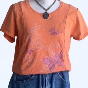 Orange Floral Graphic T-Shirt